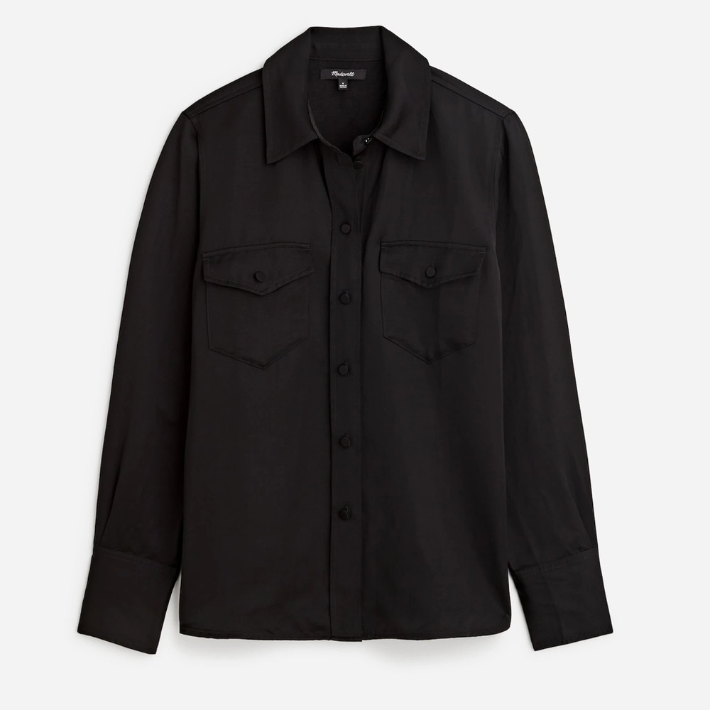 NWT Madewell Western Shirt in Linen Blend in black - Picture 4 of 13